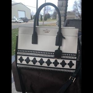 Kate Spade Black and Cream Patterned Satchel